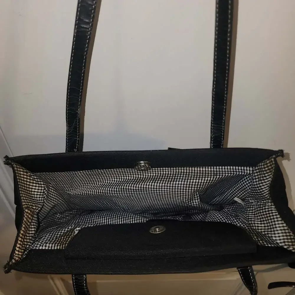 Kate Spade Black Canvas Tote Bag with Bow Detail